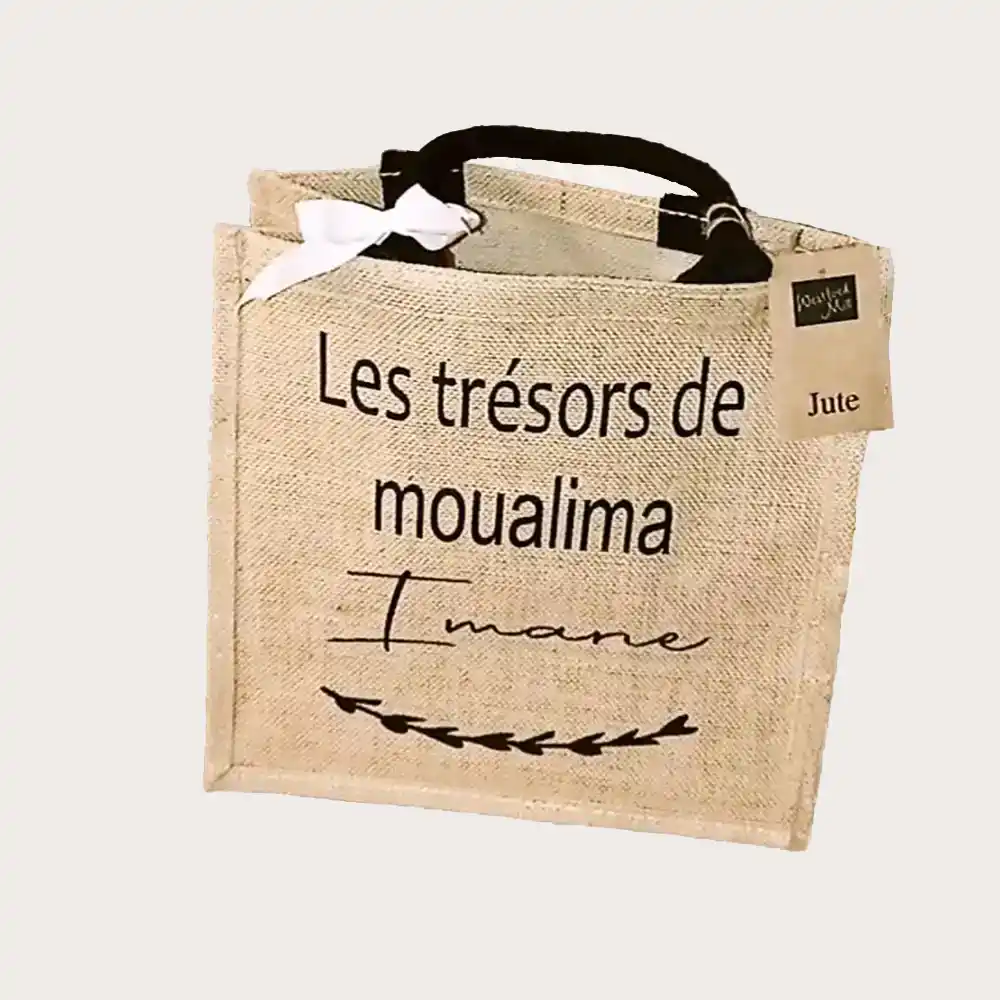 Toile artistique contemporaine sur sac de jute durable